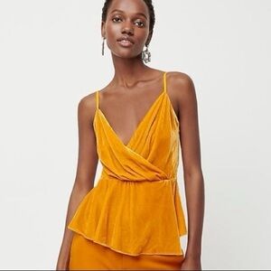 NWT J. Crew  Hudson Draped Velvet Bronze Ochre Golden Yellow Cami M